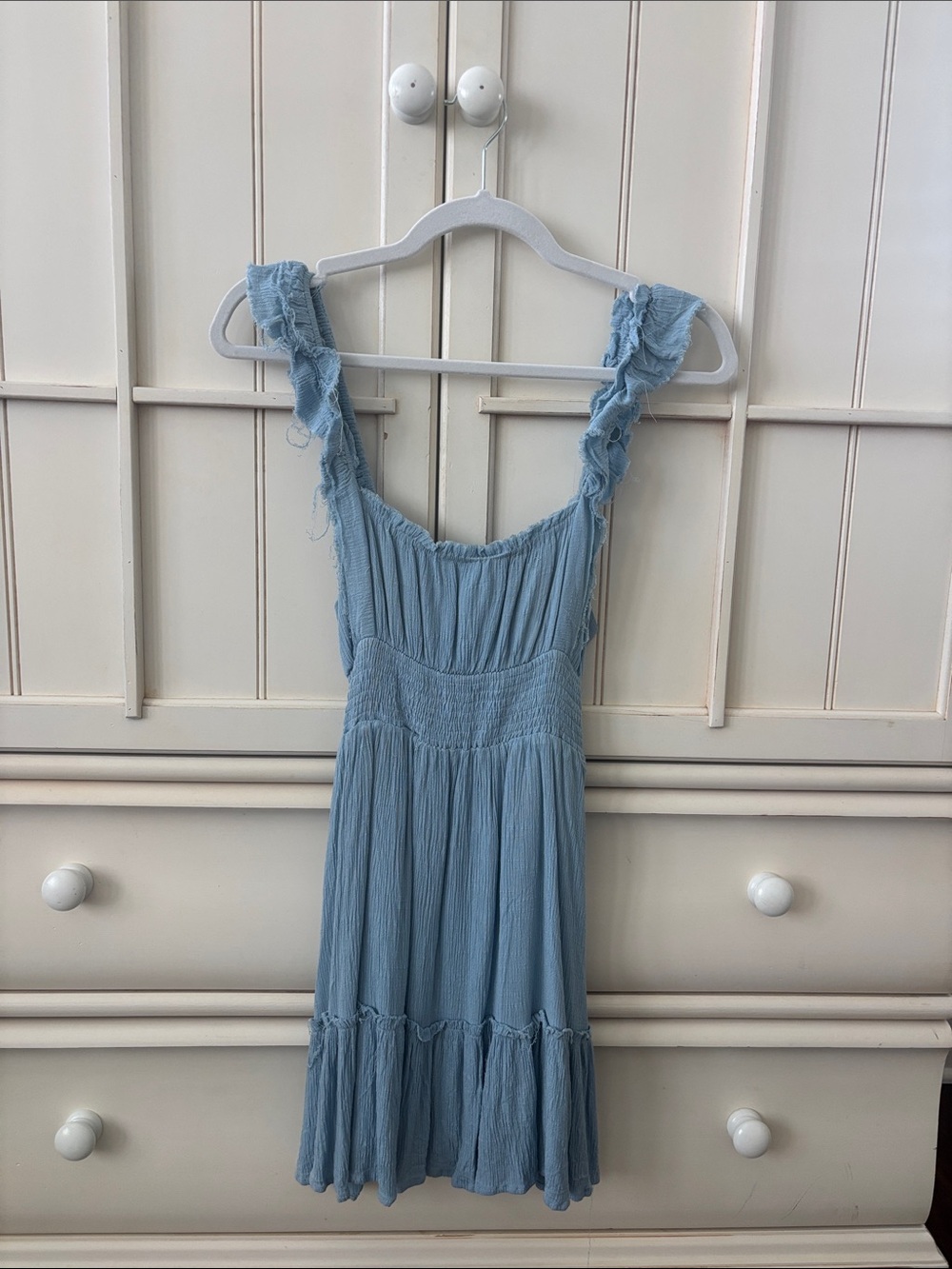 Papermoon Light Blue Ruffle-Trim Mini Dress